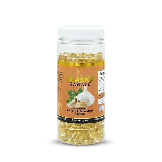 Pot d'Alaska Garlic, complément alimentaire à l'huile d'ail 5000 mg en 500 capsules molles