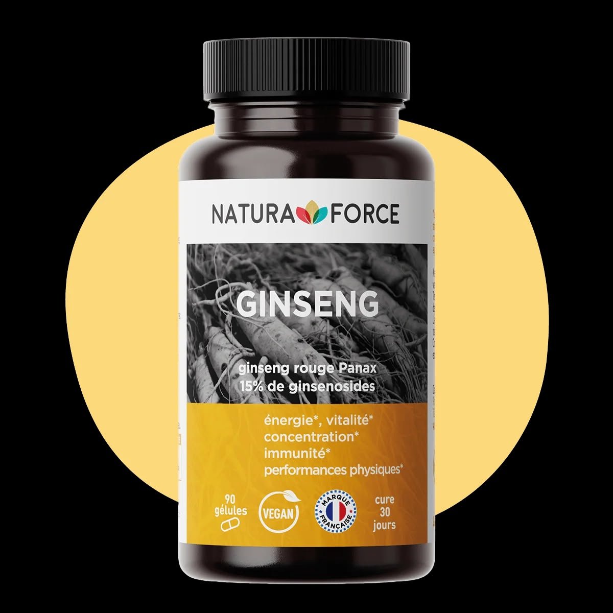 Pot de Ginseng NaturaForce, gélules de ginseng rouge Panax (90 gélules)
